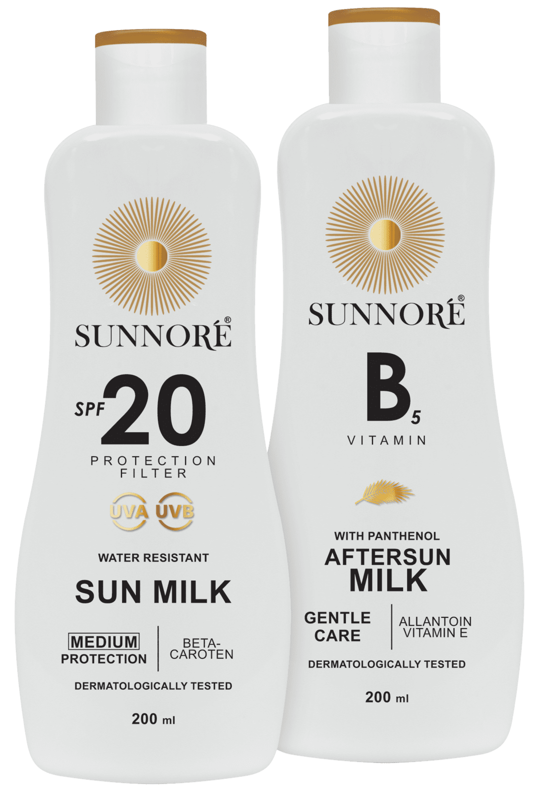 SUNNORÉ Duo balenie – Opaľovacie mlieko SPF 20 + Mlieko po opaľovaní 2 x 200 ml