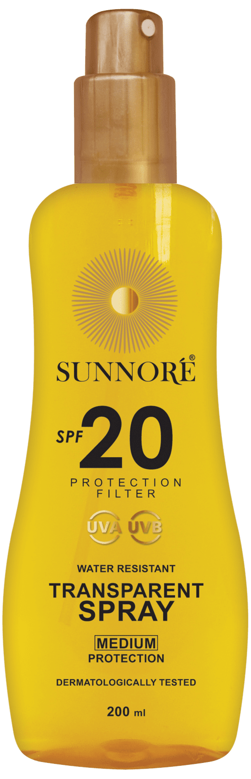SUNNORÉ Transparentný sprej SPF 20, 200 ml