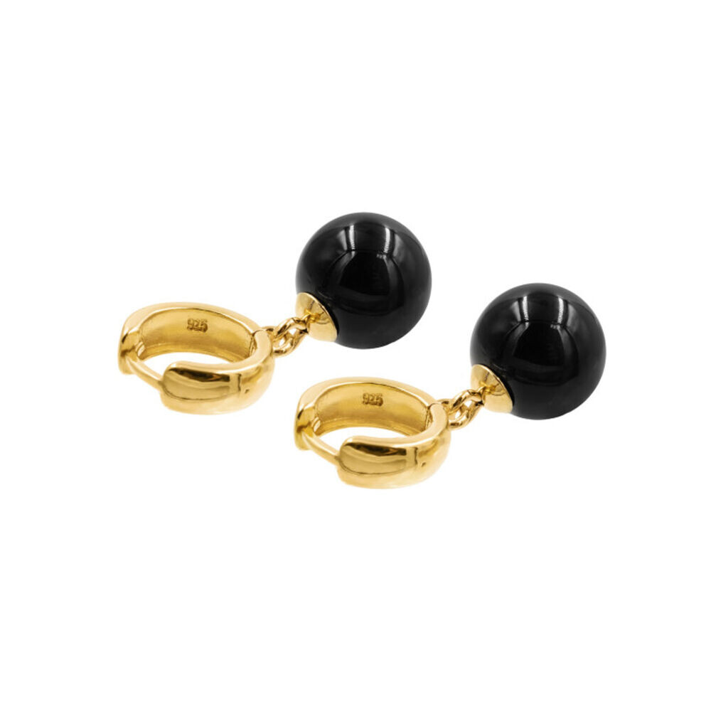 Dámske pozlátené náušnice s onyxom KSTz036