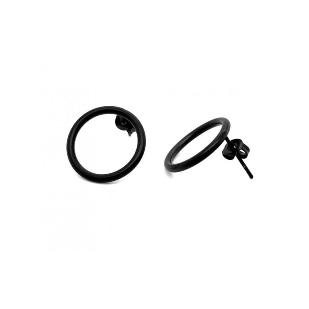 Náušnice černé z chirurgickej ocele v tvare kruhu 18730