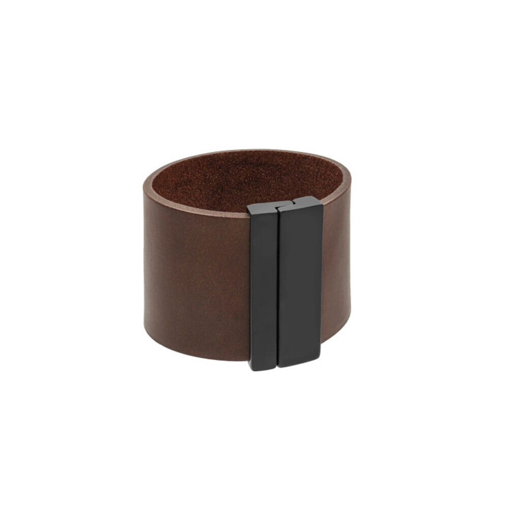 Kožený hnedý náramok dámsky s matným zapínaním čiernej farby 19712