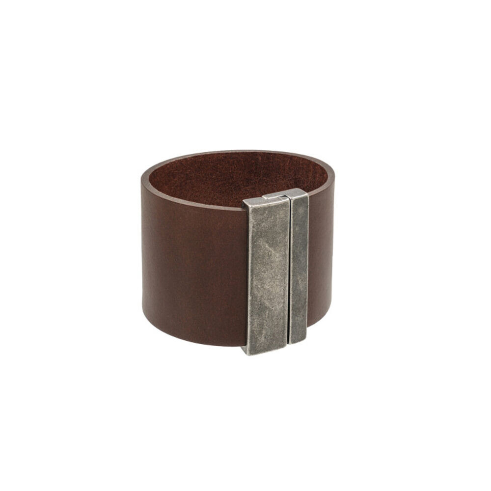 Kožený hnedý náramok dámsky s matným zapínaním striebornej farby 19713