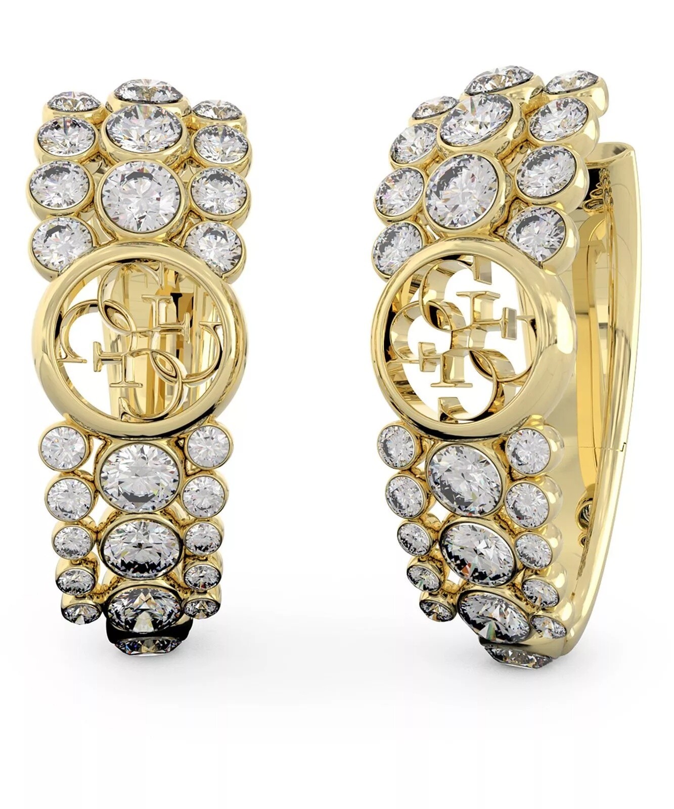 Guess Kruhové pozlátené náušnice Perfect Illusion JUBE03367JWYGT-U