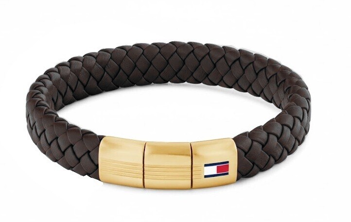 Tommy Hilfiger Hnedý kožený náramok s pozláteným zapínaním 2790671