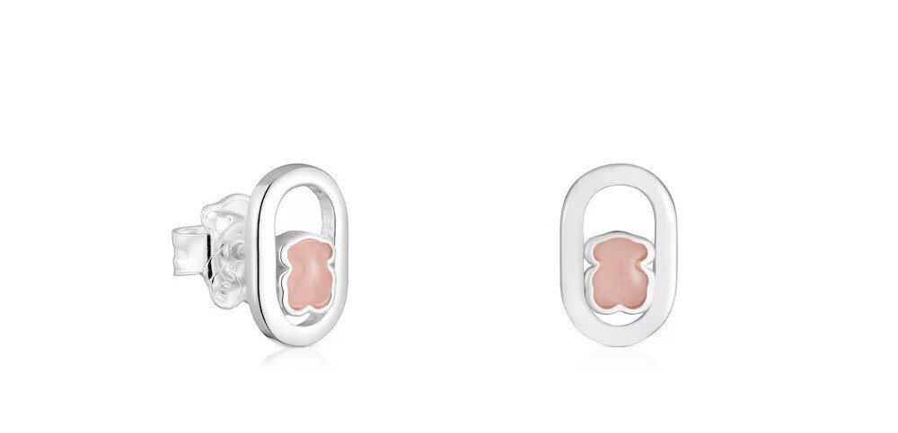 Tous Strieborné oválne kôstky s ružovým medvedíkom Camille 1004562200