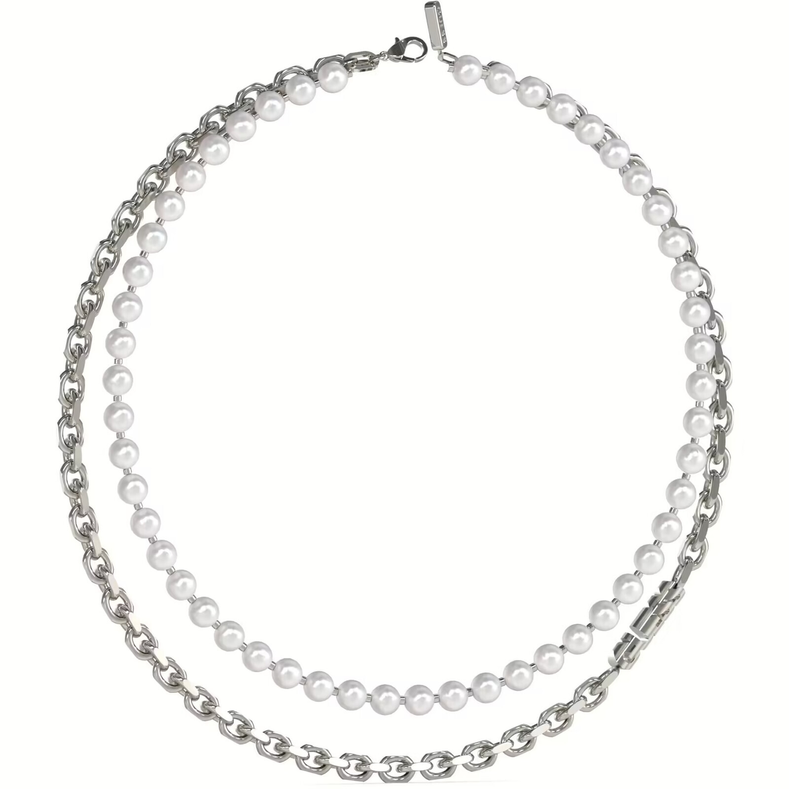 Guess Dvojitý pánsky náhrdelník s perlami Edgy Styles JUMN04062JWSTWIT-U