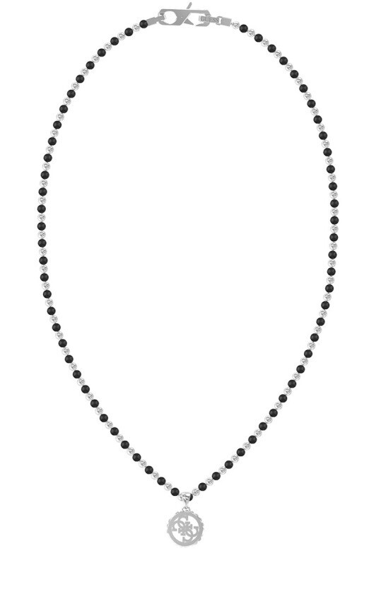 Guess Oceľový náhrdelník s onyxom Log-in JUMN03036JWSTBKT/U