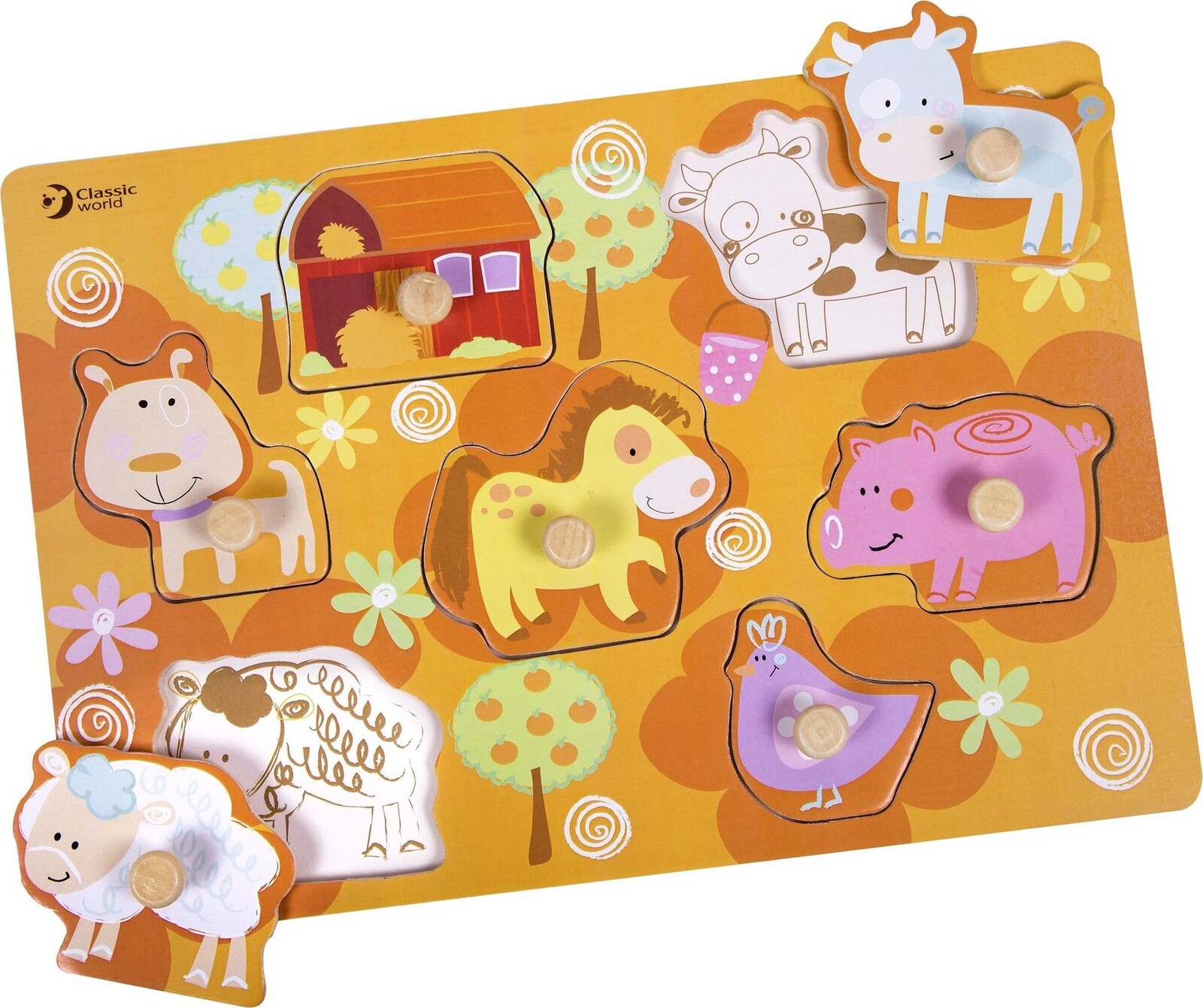 Teddies Puzzle dosková obrysová farma