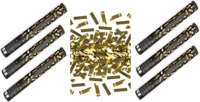 Párty konfety Sada 6 ks, 40 cm, zlaté metalické silvester