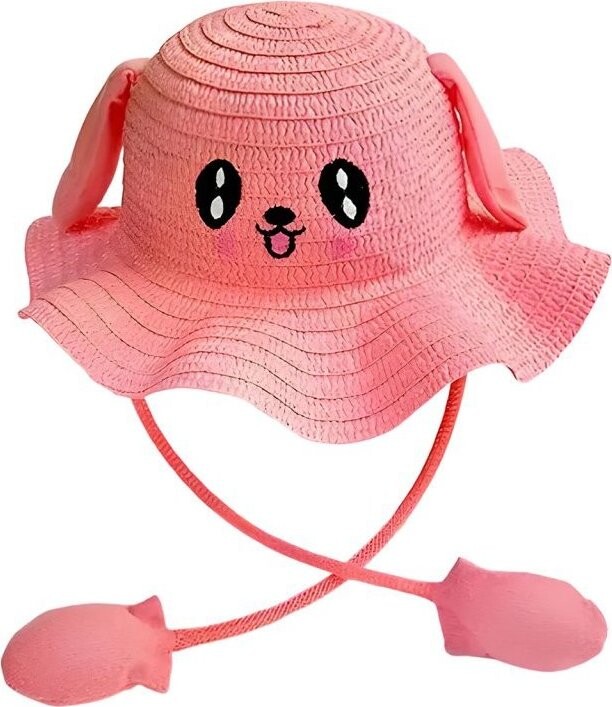 EXCELLENT Letní klobouček s pohyblivýma ušima, růžový