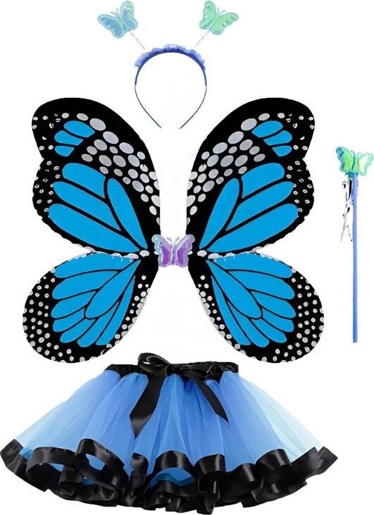PRINCESS Tutu sukně a motýlí křídla - Modrá sada