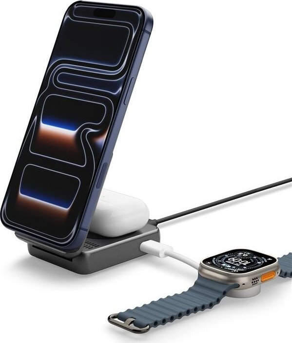 Spigen Essential MagSafe 2-in-1 + C Wireless Charger EF302MOQ Black