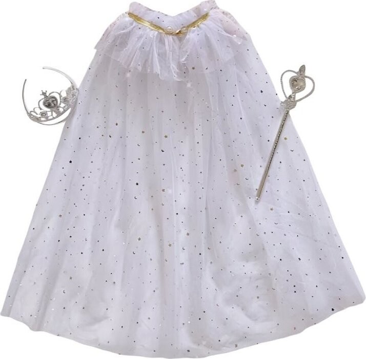 PRINCESS Bílý plášť pro princeznu - Stříbrná sada šperků