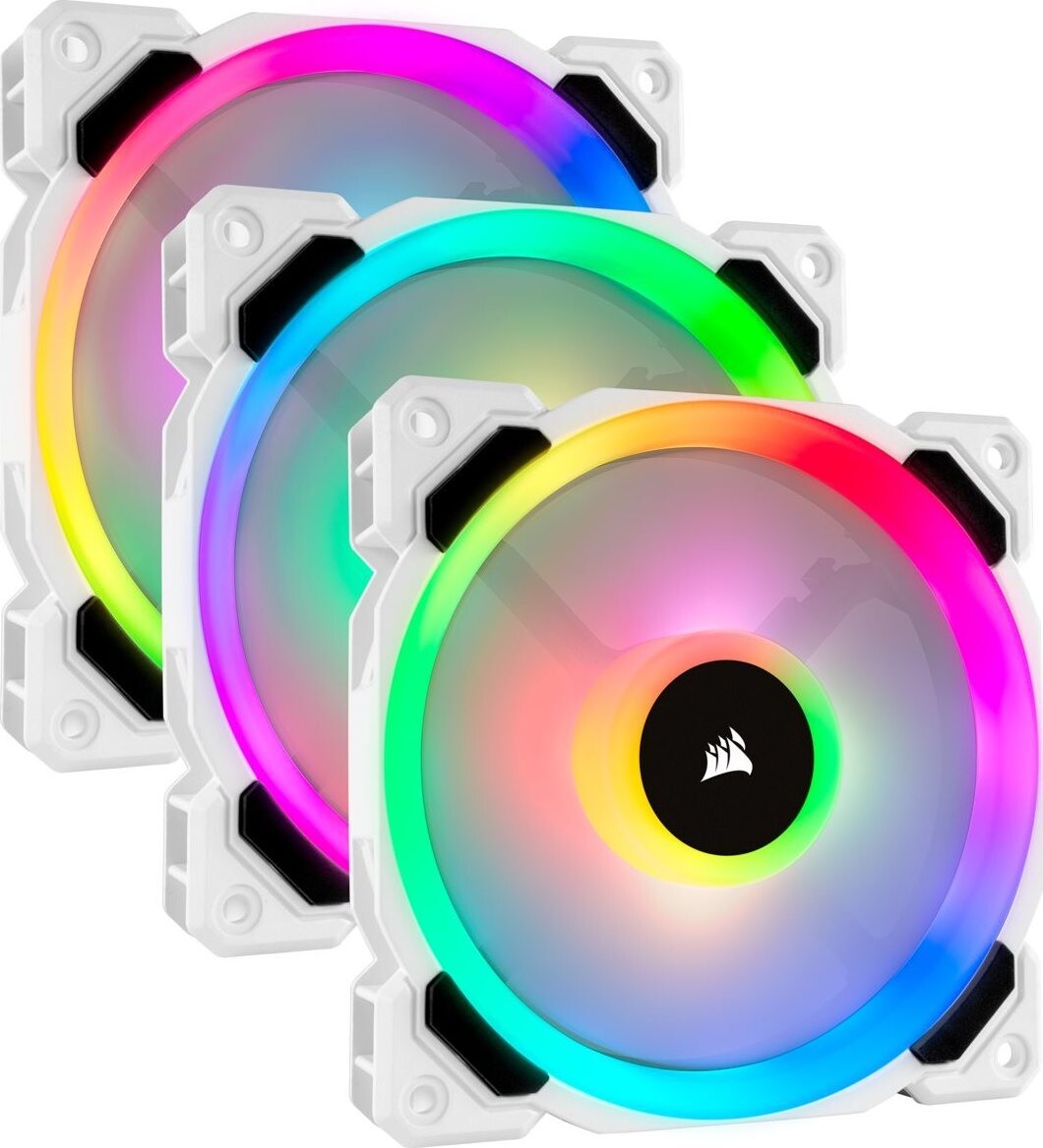 Corsair LL120 RGB 120 mm Dual Light Loop White RGB LED PWM Fan – Triple Pack with Lighting Node PRO