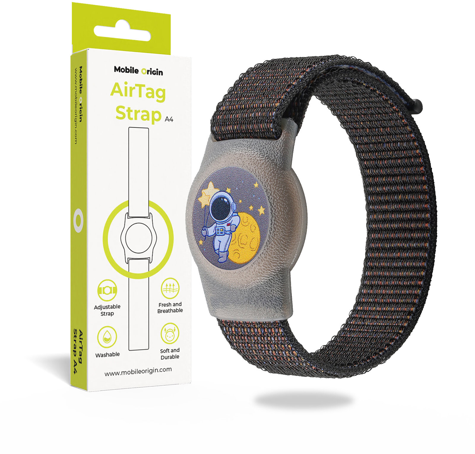 Mobile Origin AirTag Strap Black Cosmonaut