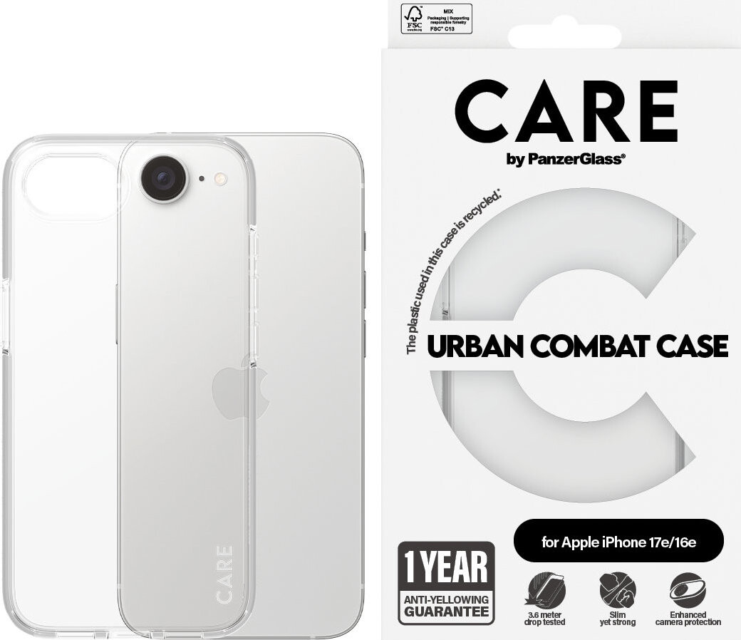 PanzerGlass CARE kryt Apple iPhone 17e/16e Urban číry