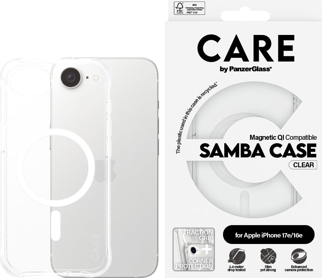 PanzerGlass CARE kryt Apple iPhone 17e/16e Samba MagSafe číry/biely