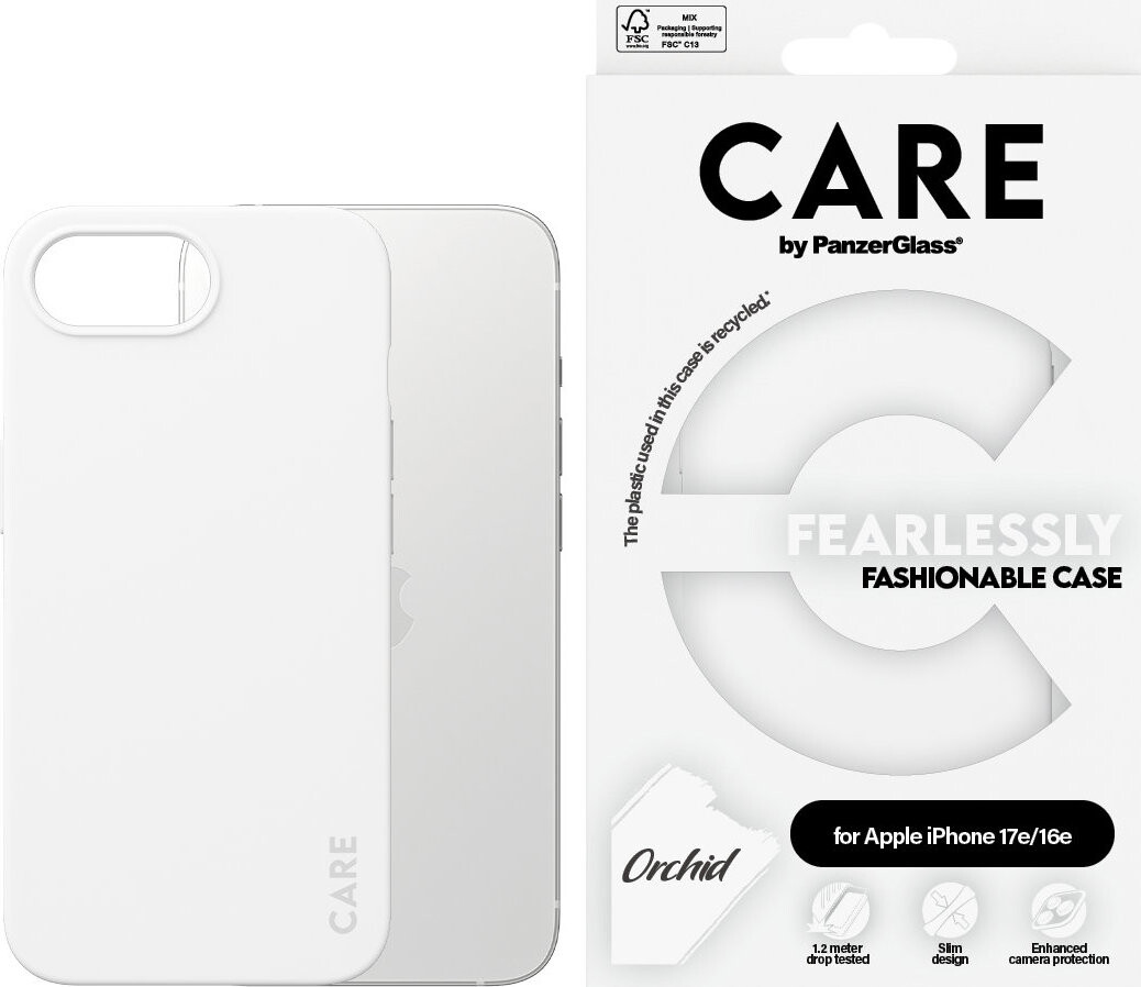 PanzerGlass CARE kryt Apple iPhone 17e/16e Fearlessly biely (Orchid)