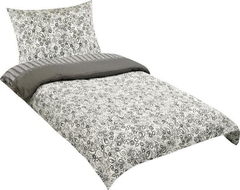 BELLATEX Povlečení krep 80/082 květy šedobílé 140 × 200 cm, 70 × 90 cm