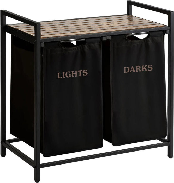 Massido 678300 Koš na prádlo s policí, dvoukomorový, 80 l, černý