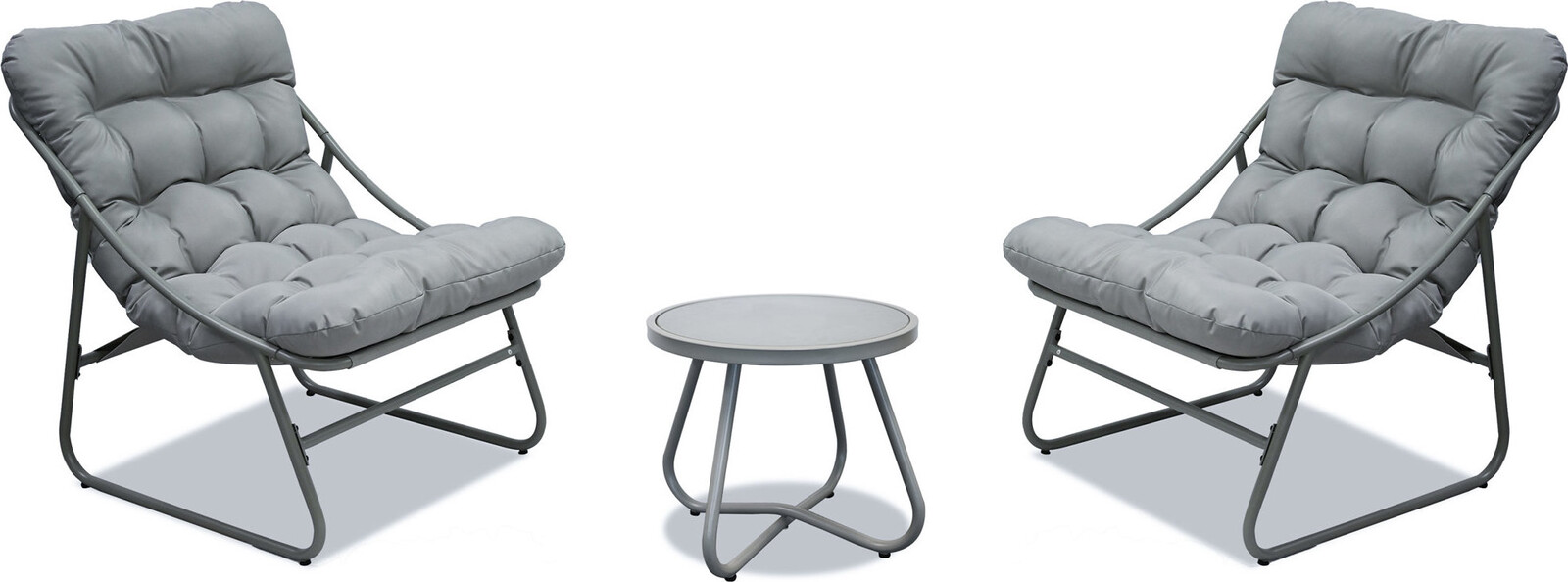 Autronic Záhradná súprava 1 + 2 Levanto, kov, tvrdené sklo, sivá