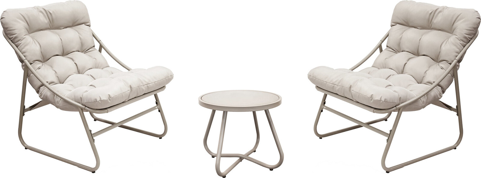 Autronic Záhradná súprava 1 + 2 Levanto, kov, tvrdené sklo, béžová