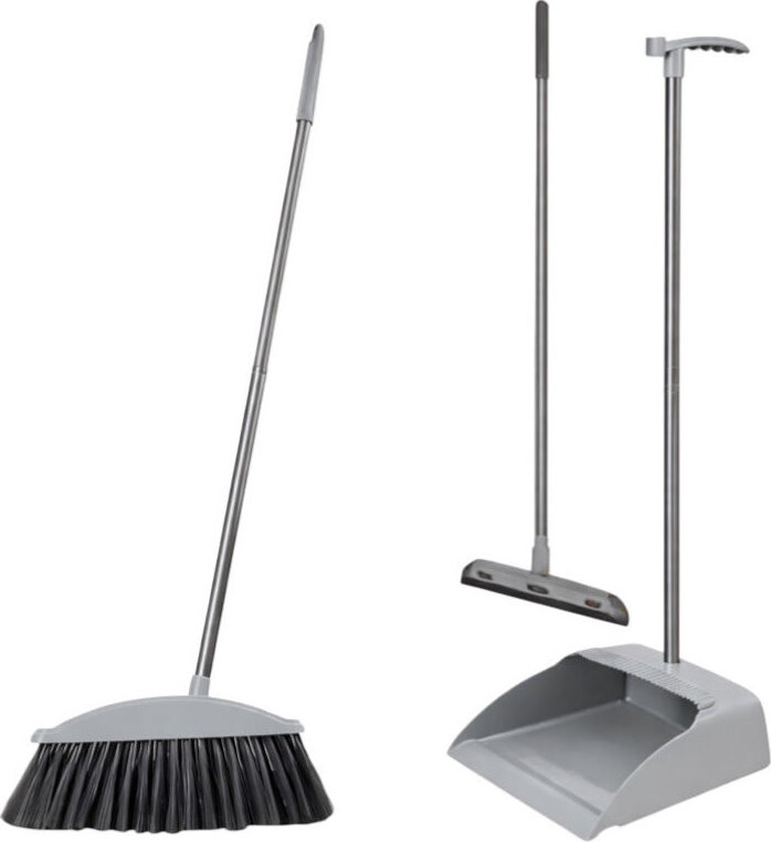 RealG RC-K-1253 Sada na úklid smeták, lopatka, stěrka na okna 3v1, šedá