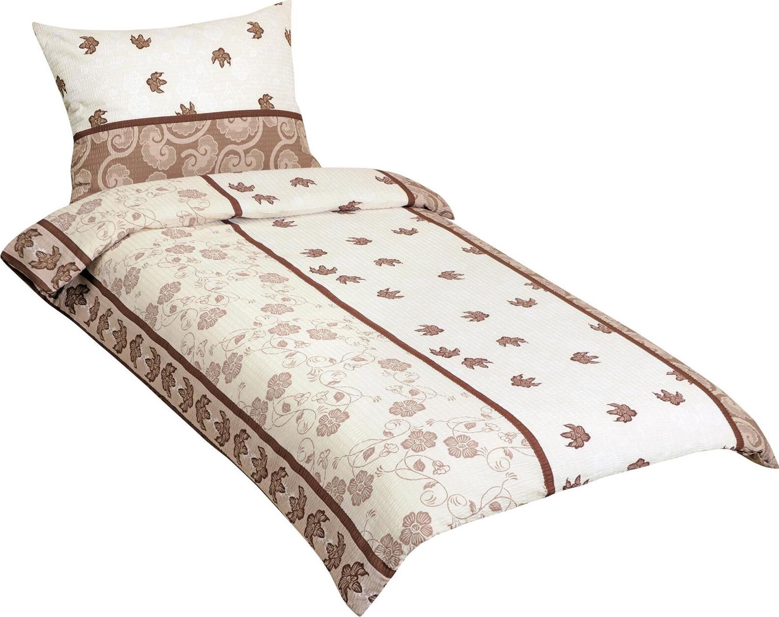 BELLATEX krepové obliečky 80/310, hnedý list, 140 × 200, 70 × 90 cm