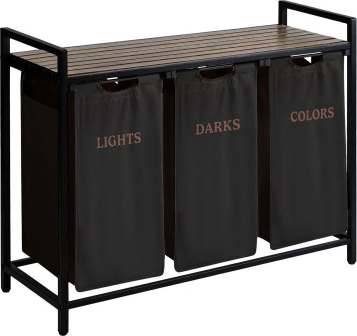 Massido 678400 Koš na prádlo s policí, třikomorový, 120 l, černý