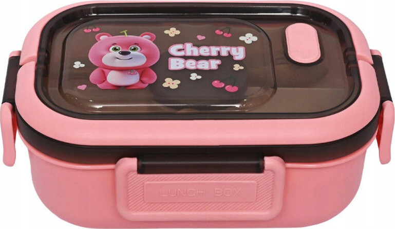 Verk 07333 Svačinový box s přihrádkami a příborem, růžový