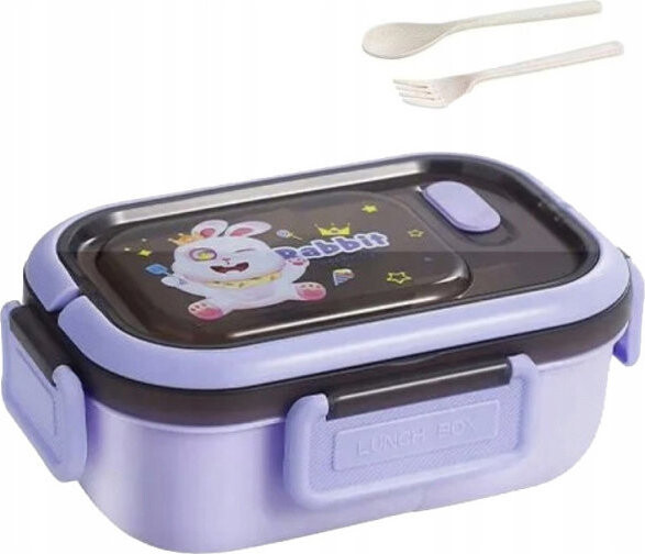 Verk 07333 Svačinový box s přihrádkami a příborem, fialový