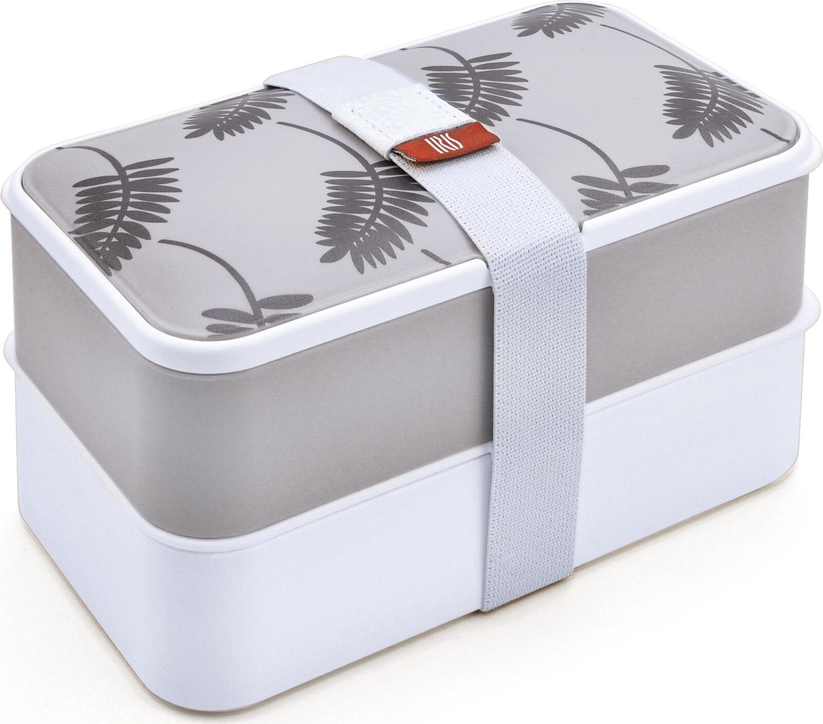 IRIS Barcelona Obedový Bento Box s príborom – sivé listy