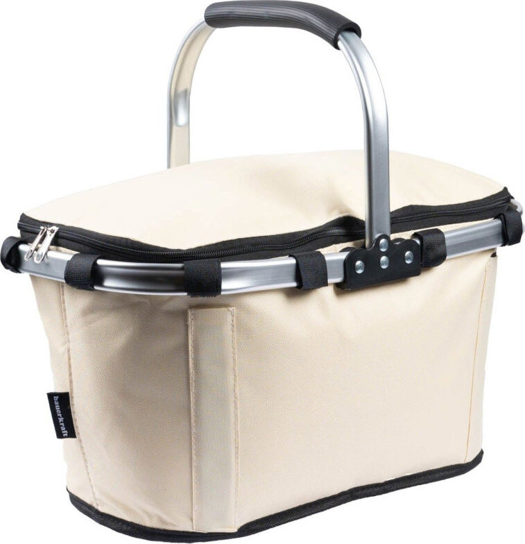 Bauerkraft X-234 Skládací termo košík na piknik a nákupy, 25 l, voděodolný, béžový