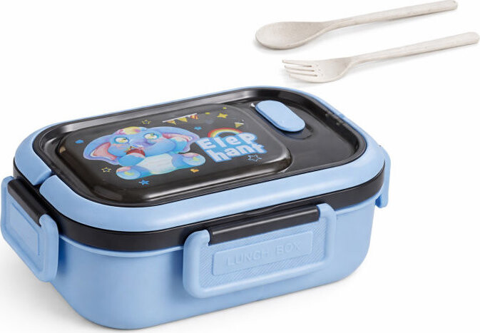 Verk 07333 Svačinový box s přihrádkami a příborem, modrý