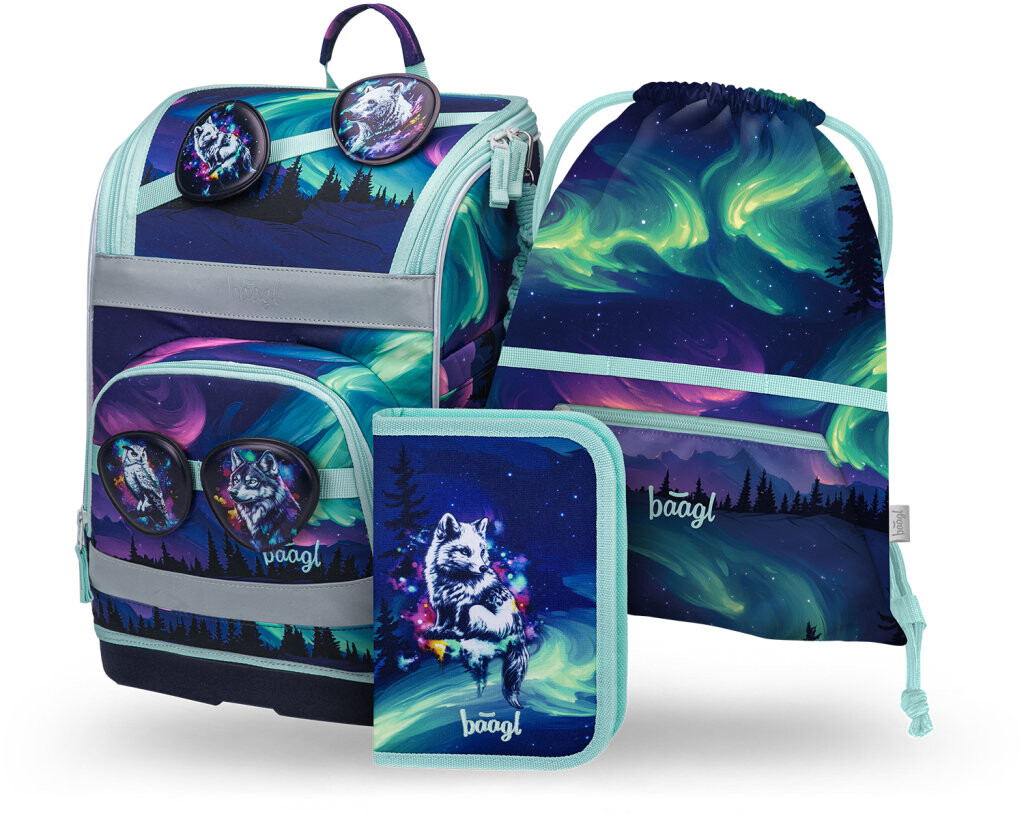 BAAGL SET 3 Zippy Plus Aurora: aktovka, penál, sáček GRS