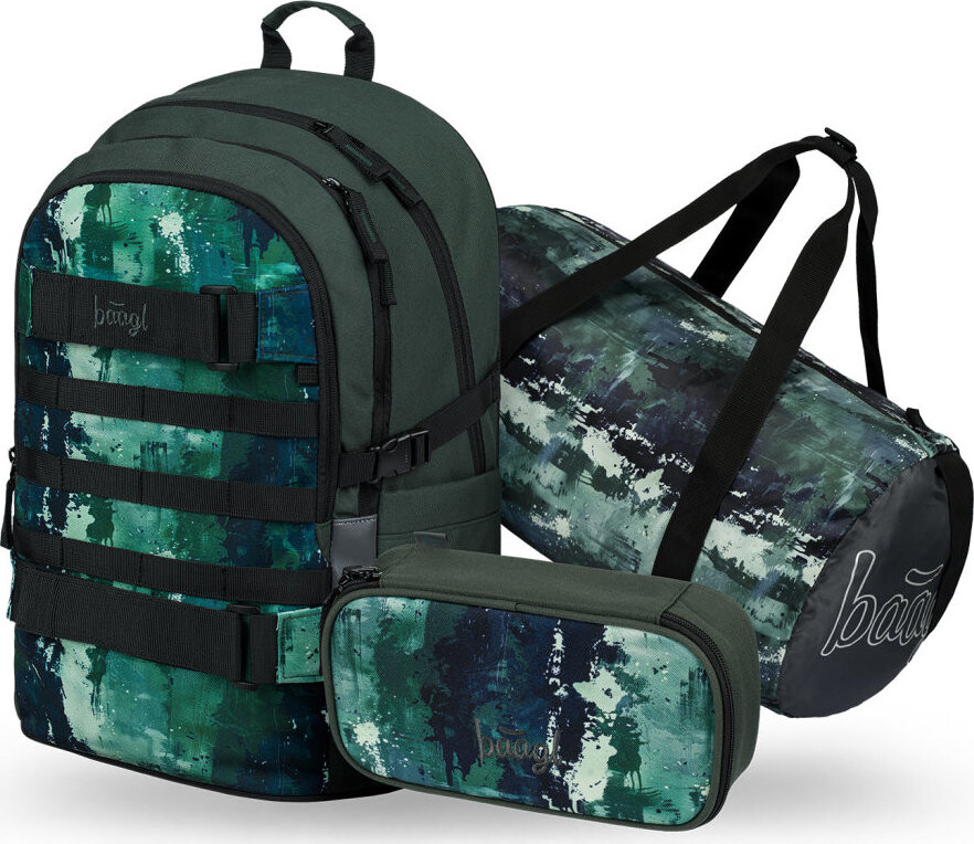 BAAGL SADA 3 Skate Forest: batoh, peračník, športová taška GRS