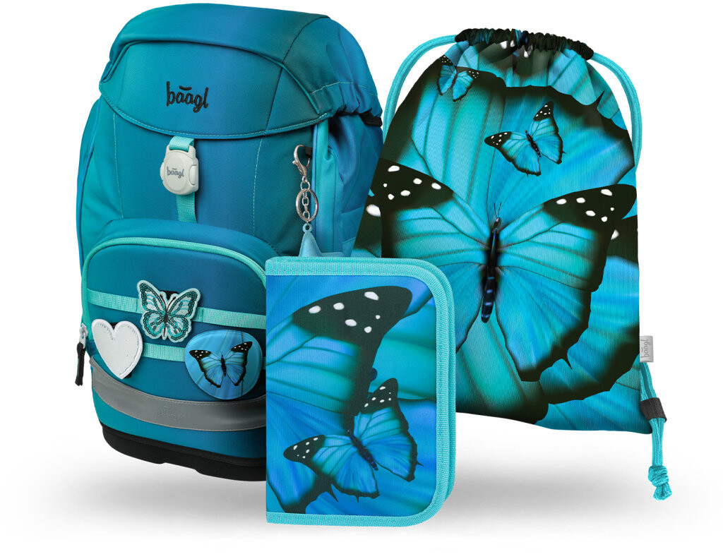 BAAGL SET 3 Airy Plus Butterfly: batoh, penál, sáček