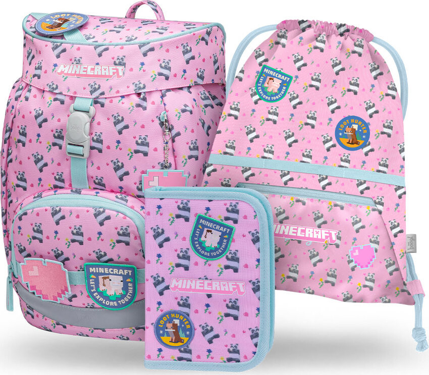 BAAGL SET 3 Airy Minecraft Panda: batoh, penál, sáček