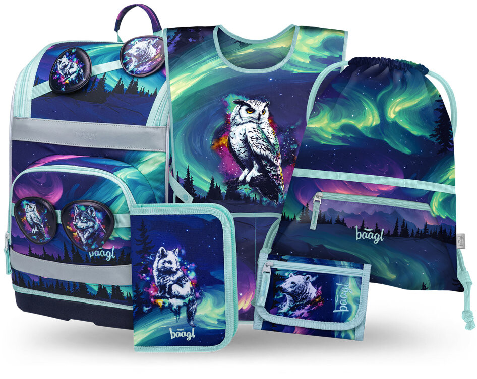 BAAGL SET 5 Zippy Plus Aurora: aktovka, penál, sáček, zástěra, peněženka GRS