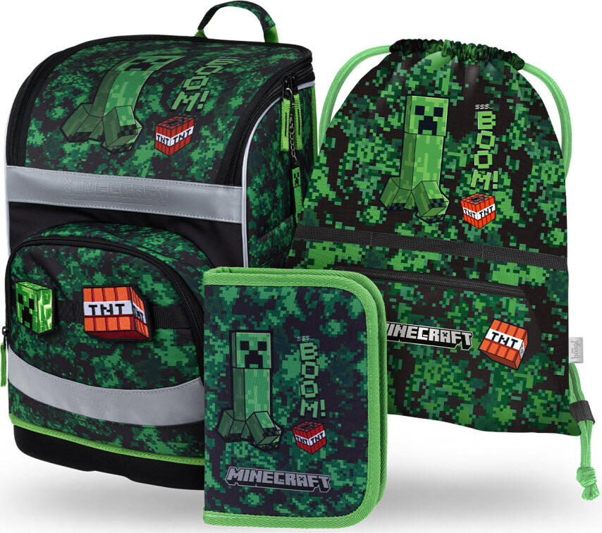 BAAGL SET 3 Zippy Plus Minecraft Boom: aktovka, penál, sáček