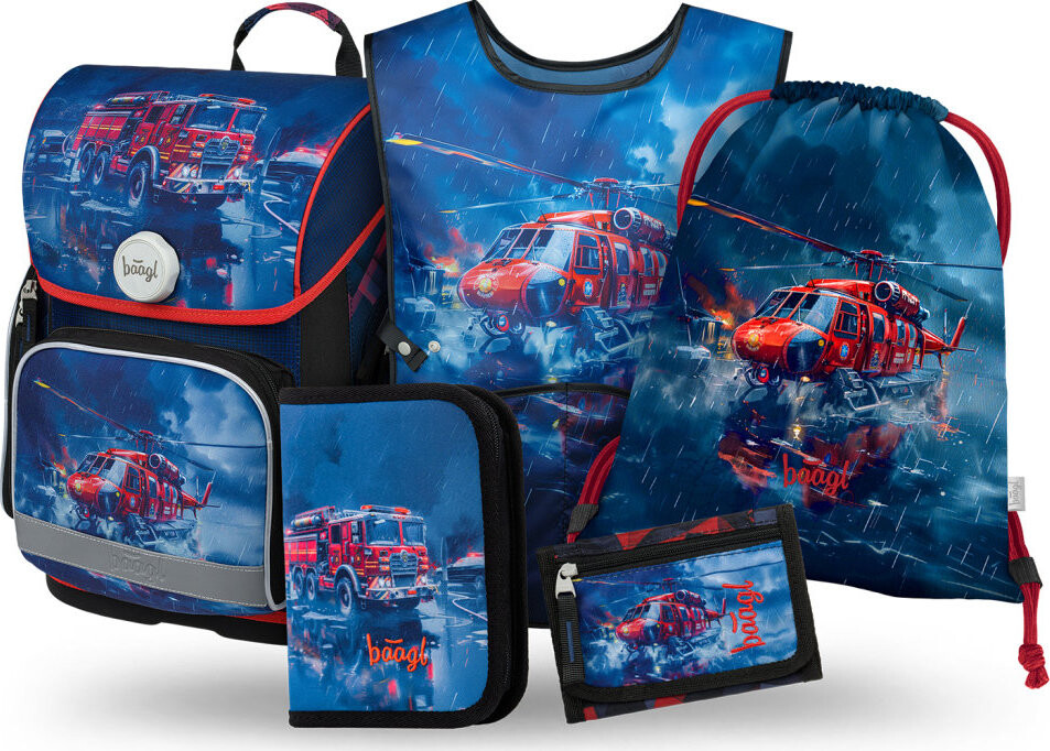 BAAGL SADA 5 Ergo Záchranári: aktovka, peračník, vrecko, zástera, peňaženka