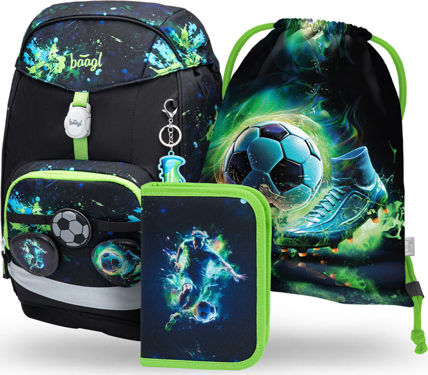 BAAGL SET 3 Airy Plus Fotbal: batoh, penál, sáček