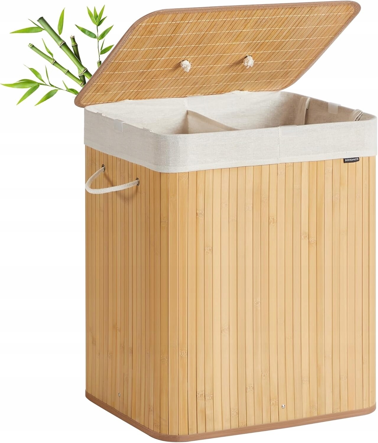 Bambusový koš na prádlo Bradly 120 L hnědý