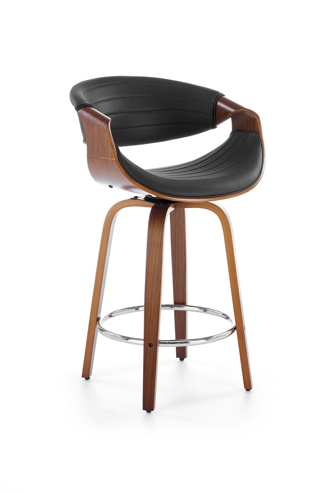 Barová židle H123 eko kůže černá/ořech