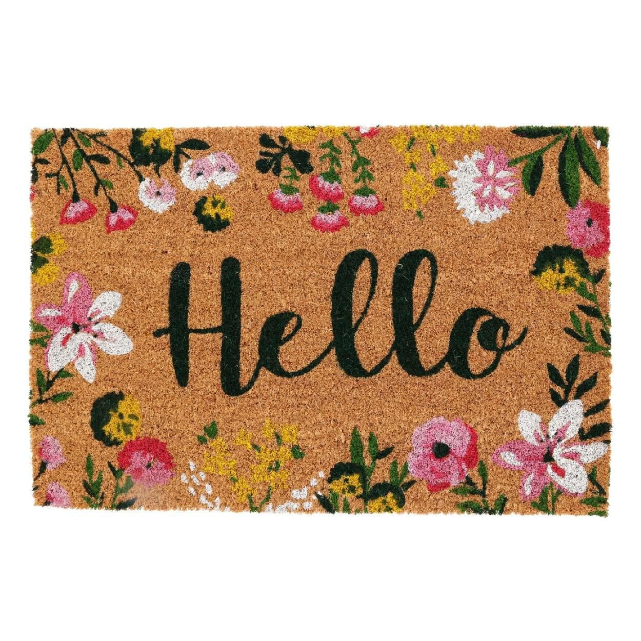 Kokosová rohožka HELLO 59x39 cm hnědá