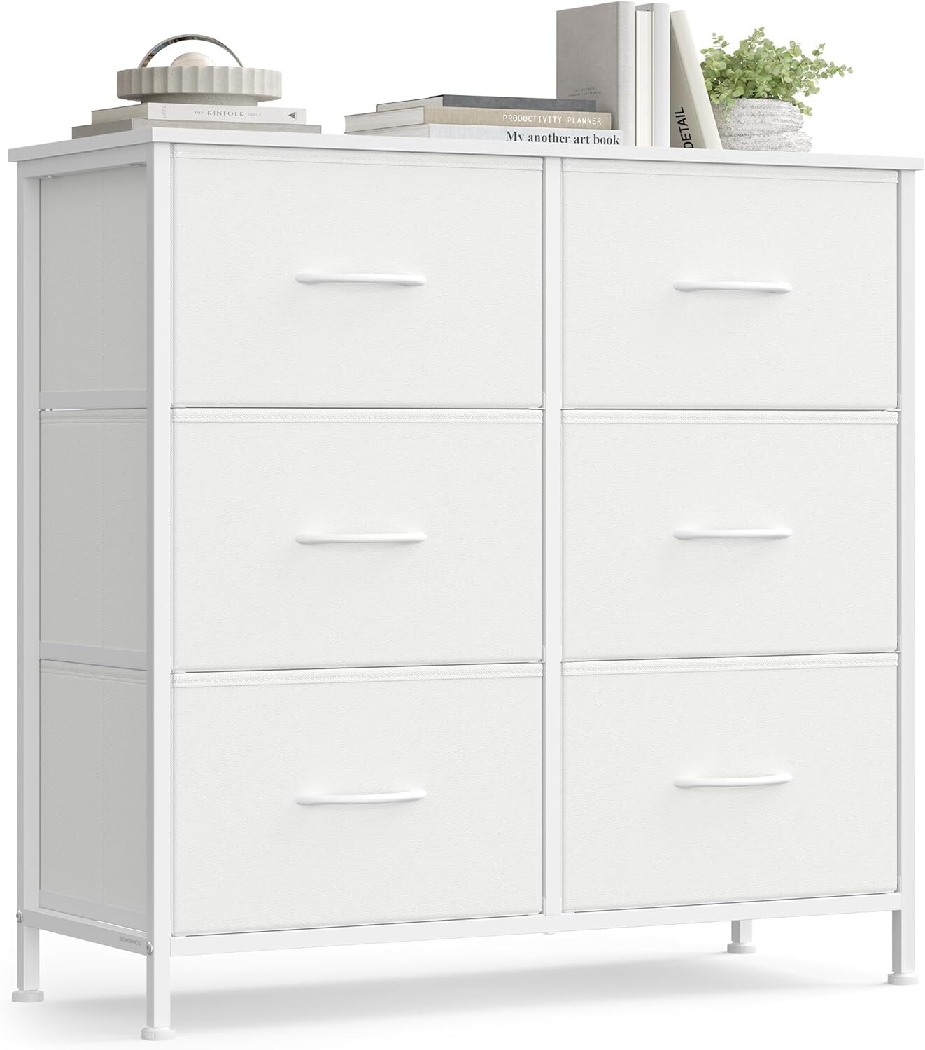 Komoda s látkovými zásuvkami Dopi 76,7 cm bílá