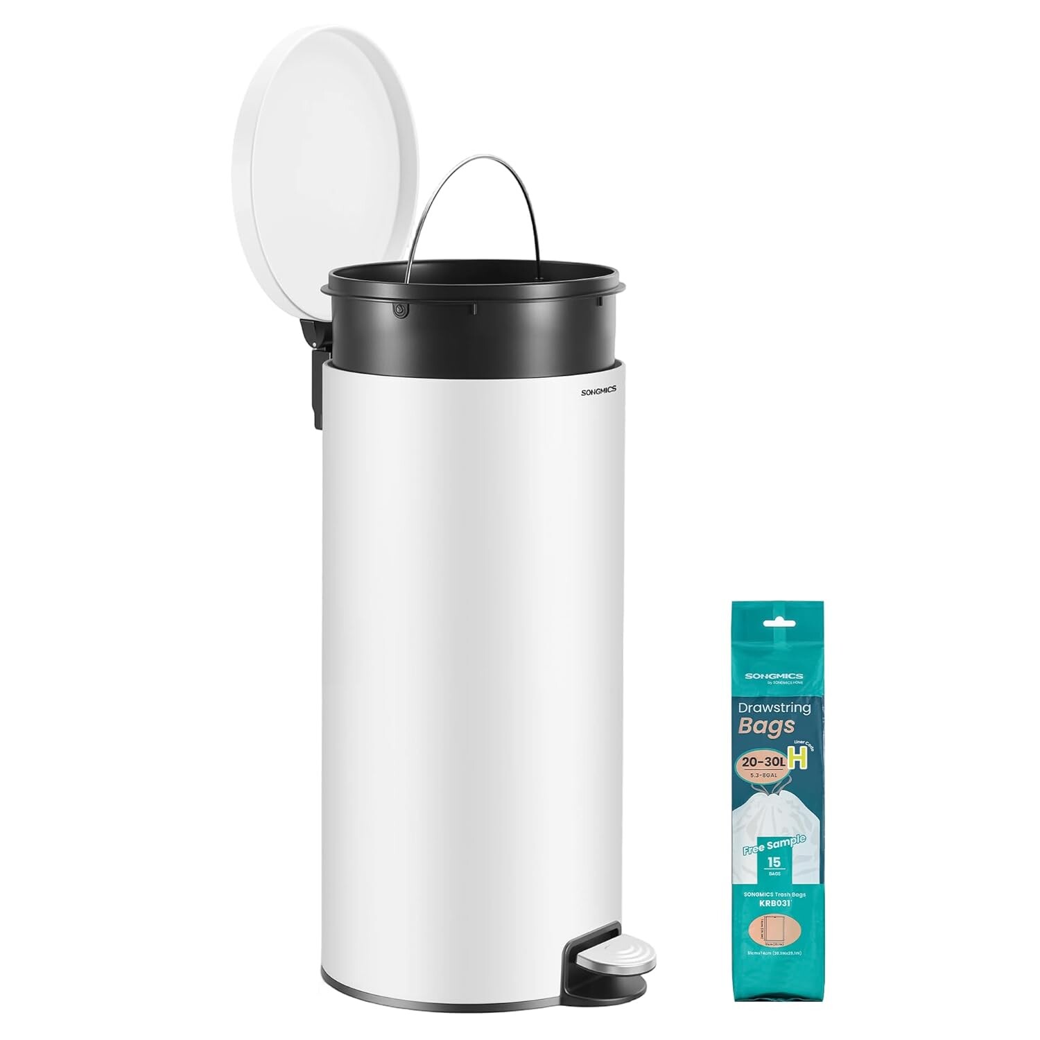 Kulatý odpadkový koš Jelis 30 L bílý