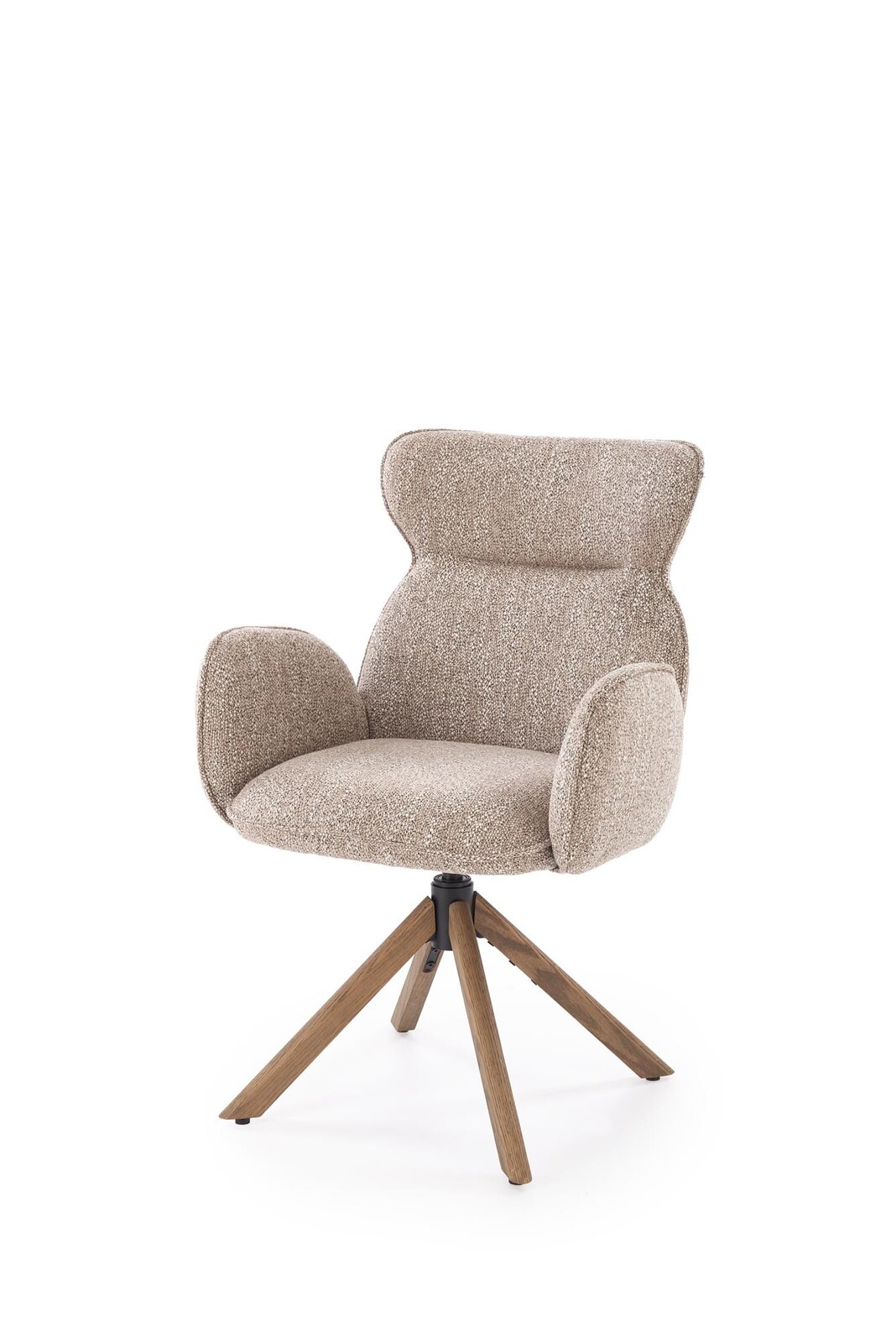 Otočné jídelní křeslo K585 z masivu tmavě béžové/světlý ořech