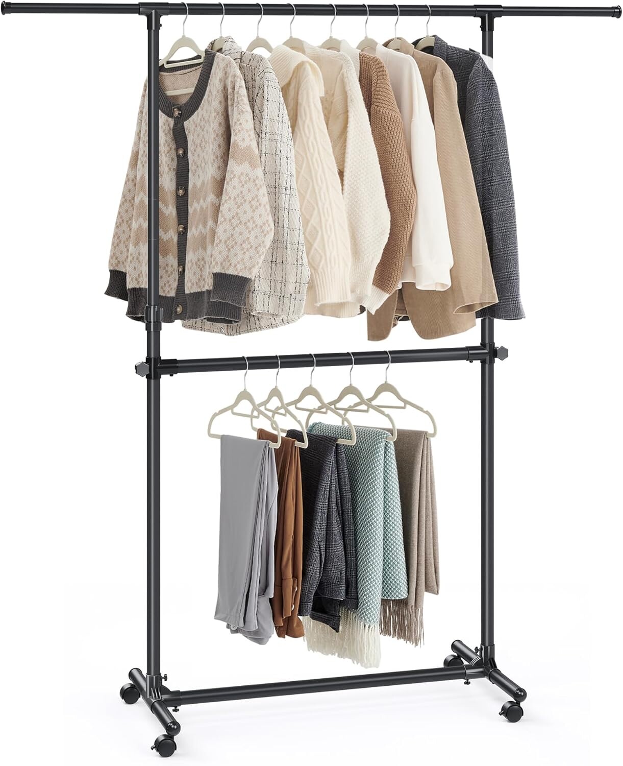 Pojízdný stojan na oblečení Slay 101/165 cm černý