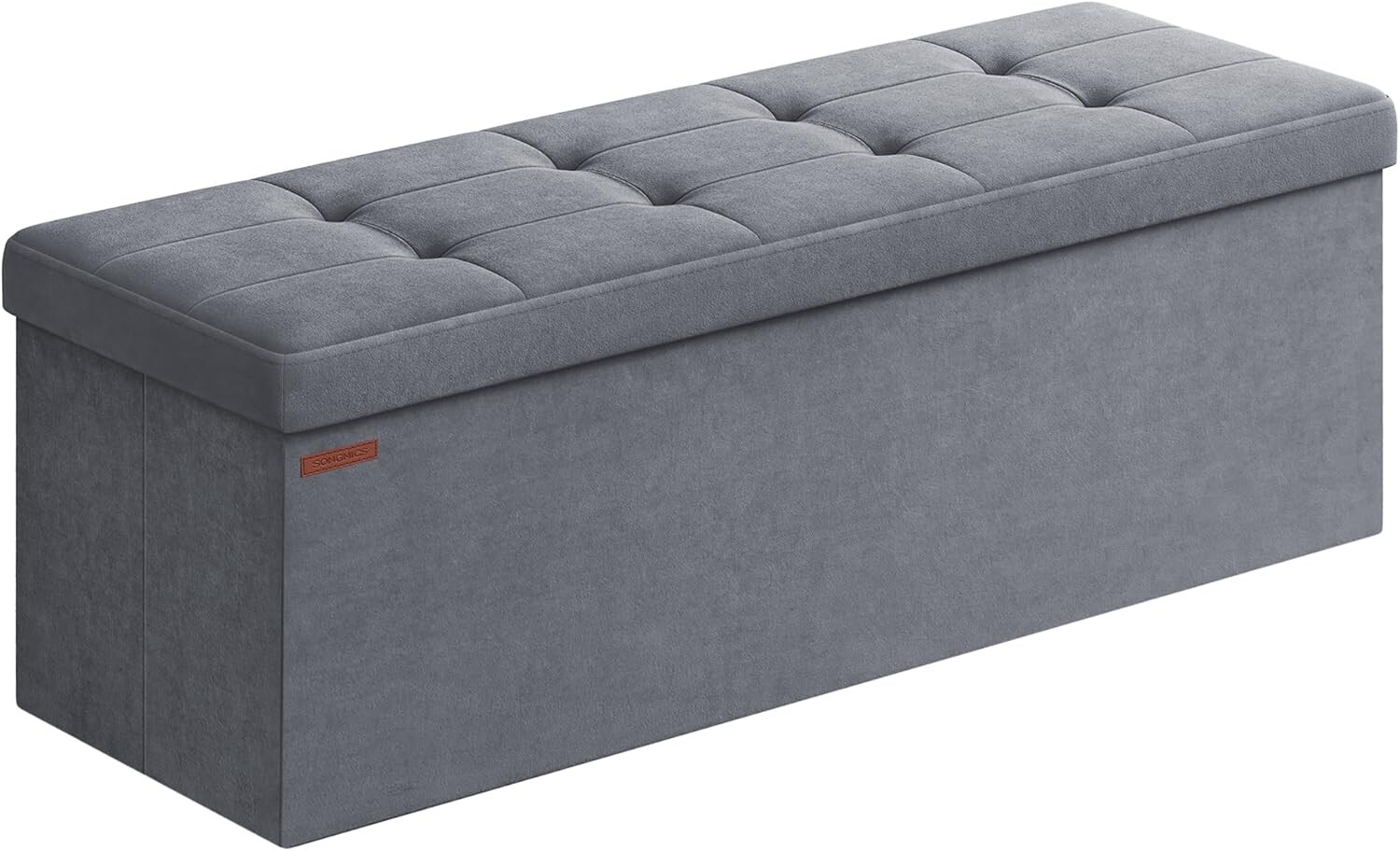 Taburet s úložným prostorem Soor samet šedý